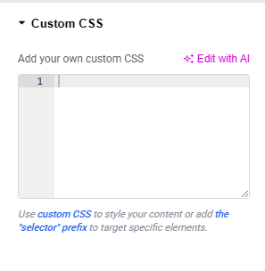Custom CSS Section in Elementor Site Settings