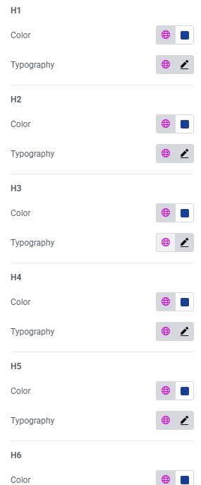 Typography Theme Style Section in Elementor Site Settings