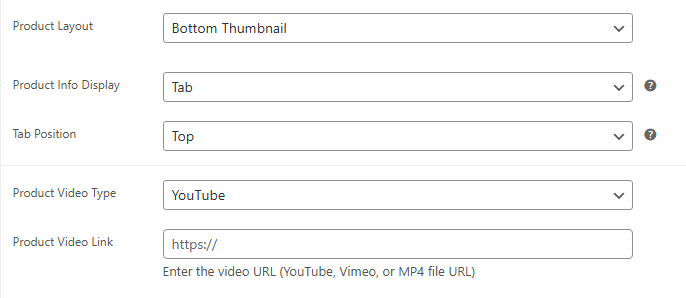 Product Layout Settings Panel