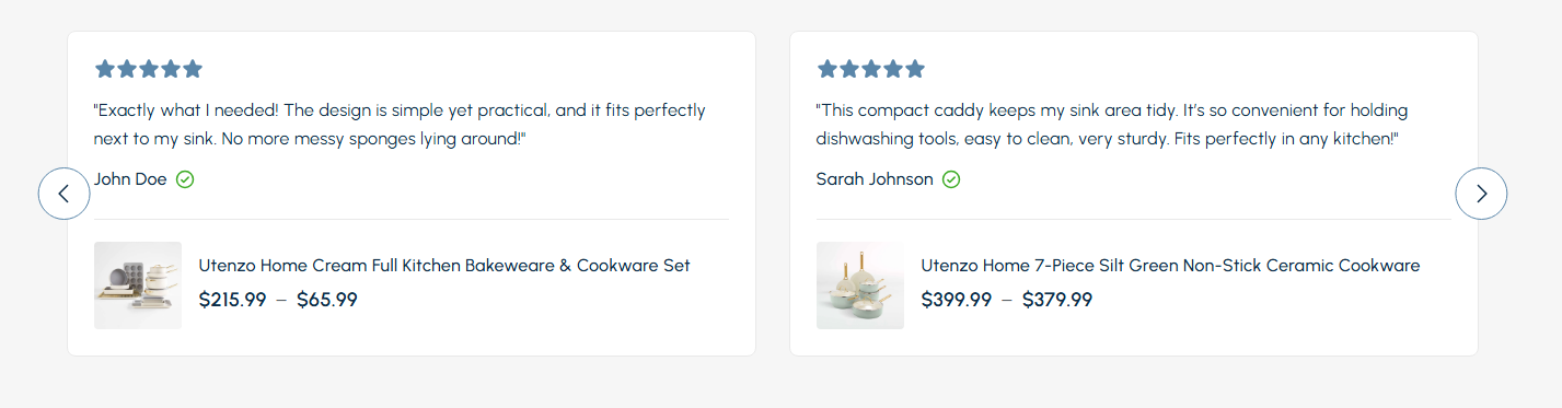 Testimonials Staggered Slider Example