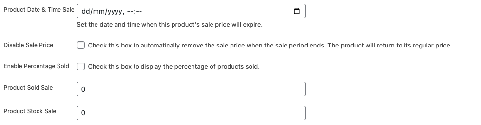 Product Sale Settings