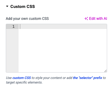 Custom CSS Section in Elementor Site Settings